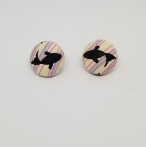 💥3for15! Adorable Fabric Button Earrings Koi Fish
